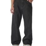 Plaid&Plain Men's Hip Hop Baggy Jeans Casual Wide Leg Y2k Skateboard Vintage Denim Pants Streetwear