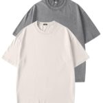JMIERR 2 Pack Oversized T Shirts for Men Women Vintage Wash 100% Cotton Crewneck Heavyweight Tee Tops