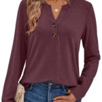 AUTOMET Women's Long Sleeve Shirts 2025 Fall Fashion Dressy Casual Tops Trendy Henley Blouses Cute Work Outfits Clothes