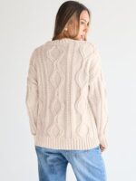 Trendy Queen Women's Oversized Cable Knit Crewneck Sweaters - Image 2