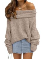 LILLUSORY Womens Off The Shoulder Sweater Oversized Batwing Sleeve Loose Pullover Sweaters Tops