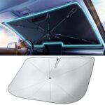 2026 TrySpace Car Windshield Sun Shade Umbrella - [Silver Heat Shield & UV Reflective] Protector for Cars, Universal Fit Medium (56"x31") | 25°F Cooler, Friendly Vinyl Coatings Medium - Image 4