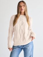 Trendy Queen Women's Oversized Cable Knit Crewneck Sweaters - Image 5