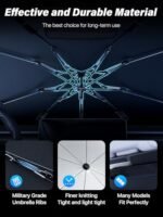 2026 TrySpace Car Windshield Sun Shade Umbrella - [Silver Heat Shield & UV Reflective] Protector for Cars, Universal Fit Medium (56"x31") | 25°F Cooler, Friendly Vinyl Coatings Medium - Image 2