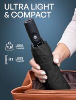 REPEL Windproof Travel Umbrella - Compact & Withstands Winds up to 85MPH , Strongest Premium Auto Folding Umbrella for Rain and Sun - Durable, Light & Portable for Women & Men , Fits Backpack & Cars - Image 3