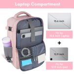 Taygeer Travel Backpack for Women, Carry On Backpack with USB Charging Port & Shoe Pouch, TSA 15.6inch Laptop Mochila Flight Approved, Nurse Bag Casual Daypack for Weekender Business Hiking, Pink - Image 5