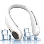 Portable Neck Fan,Hands Free Personal Wearable Bladeless Fan,6000mAh USB Rechargeable,360° Cooling,LED Display,4-Speeds,Birthday Gifts for Men Women Dad Mom,Valentines Day Gifts for Her Him (White)