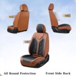 Coverado Seat Covers, Car Seat Covers Full Set, Leather Seat Covers for Cars, Automotive Seat Covers Car Seat Protector Car Accessories Fit for Most Sedans SUV Pick-up Truck(Black&Brown) - Image 3