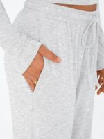 Trendy Queen Women's 2 Piece Matching Lounge Set Long Sleeve Side Ruching Top Wide Leg Drawstring Pants Set with Pockets - Image 5