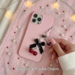 Nalefow Phone Charms Strap Cute Cherry CellPhone Straps Aesthetic Pink Red Black BlueCherry Phone Chain for Camera Keychain Bag Pendant Decor Gift - Image 7