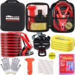 Car Roadside Emergency Kit, with Jumper Cables Automotive Kit,Car Safety Roadside Assistance Kit Headlamp,Tow Straps, Safety Hammers, Rainwear, Gloves.Black Visit the LIANXIN Store - Image 6