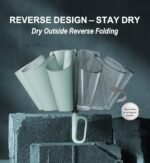 QWB TUMAAOTU Inverted Umbrella with Carabiner Handle, Compact Wind Proof Umbrellas For Rain and Sun Protection, Portable Reverse Folding Umbrella, Car Umbrella for Women Men, 10 Ribs - Image 5