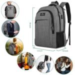 MATEIN Travel Laptop Backpack, Business Anti Theft Slim Sturdy Laptops Backpack with USB Charging Port, Water Resistant College School Computer Bag Gift for Men & Women Fits 15.6 Inch Notebook, Grey - Image 3