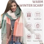YSense Winter Scarf for Women, Fashion Long Plaid Scarves Warm Big Tartan Blanket Wrap Shawl Ladies Gifts