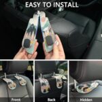 Blusabaca 2PCS Car Seat Back Storage Headrest Hooks, Sunrise Purse Holder Bags Hanger, PU Leather Double Metal Hook for Backseat Organizer, Women Car Accessories Organization - Image 9