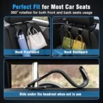 Amooca Car Seat Headrest Hook 4 Pack Hanger Storage Organizer Universal for Handbag Purse Coat fit Universal Vehicle Car Black S Type - Image 3