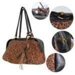 Luxury Leopard Print Genuine Suede Handbag, Brown Leather Trim, Shoulder Strap, Tassel Detail, Fashion Crossbody Purse - Image 6