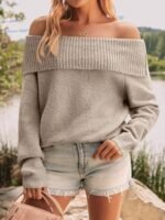 LILLUSORY Womens Off The Shoulder Sweater Oversized Batwing Sleeve Loose Pullover Sweaters Tops - Image 4