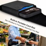 ykooe Holster Compatible with iPhone Pro Max (16 15 14 13 12 11) Galaxy Plus/FE (S25 S24 S23 S22 S21), Nylon Cell Phone Belt Holder Case with Clip and Leather Card Pouch for Men, Black -L - Image 6