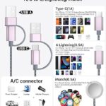 Temdan for Travel Essentials,3 in 2 USB C Cable for Apple Watch Charger/iPhone 17 Charger/Lightning,Multi Charging Cable Cord,Vacation Camping Essentials,Portable Designed for iWatch &iPhone 16-12-4FT