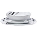 Amazon Basics 18 Piece Kitchen Dinnerware Set, Dishwasher and Microwave Safe, Square Plates, Bowls, Service for 6, Modern Beams - Image 5