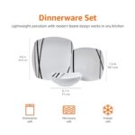 Amazon Basics 18 Piece Kitchen Dinnerware Set, Dishwasher and Microwave Safe, Square Plates, Bowls, Service for 6, Modern Beams - Image 4