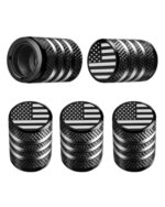 Tire Valve Stem Cap Cover - (5 Pack) Tire Air Cap Metal with Plastic Liner Corrosion Resistant Leak-Proof American Flag for Car Truck Motorcycle Bike Black - Image 4
