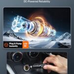 AstroAI Tire Inflator Portable Air Compressor Air Pump for Car Tires-Car Accessories, 9.8Ft Cord-12V DC-Powered Auto Pump with Digital Pressure Gauge, Emergency LED Light for Bicycle, Balloons, Yellow