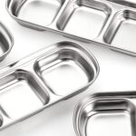 SOUJOY 4 Pcs Stainless Steel Sauce Dish, Divided Seasoning Sauces Dip Bowl, 1/2/3/4 Compartment Korean Ketchup Sauce Bowl, Vinegar Soy Spice Condiment Tray for Home Restaurant - Image 4