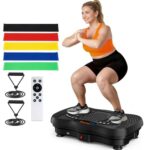 Vibration Plate Exercise Machine, 130 Levels Full Body Workout Vibrating Plate for Lymphatic Drainage Weight Loss, 450 Lbs Capacity Shake Platform with Resistance Bands Bluetooth for Women Men