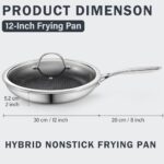 Cooks Standard Hybrid Nonstick Frying Pan, 12-Inch Skillet, Multi-Ply Clad Stainless Steel Fry Pan with Tempered Glass Lids, Oven Safe, Compatible with All Stovetops