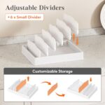 Lifewit Kitchen Cabinet Organizer for Food Contanier Lid, Lid Holder with 6 Adjustable Dividers & 7 Sections for Pantry Organizers and Storage, Home Drawer Organization, Large, 13" x 10" - Image 4