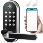 Fingerprint Smart Door Lock with Handle & Keypad – No More Lost Keys, Keyless Entry & Remote Access for Home, Kids, Airbnb & Rental Property, DIY Install, Alexa & Google Compatible