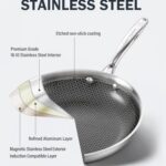 Cooks Standard Hybrid Nonstick Frying Pan, 12-Inch Skillet, Multi-Ply Clad Stainless Steel Fry Pan with Tempered Glass Lids, Oven Safe, Compatible with All Stovetops