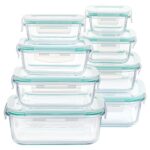 Vtopmart 8 Pack Glass Food Storage Containers with Airtight Lids, Glass Meal Prep Containers, Lunch Office Meal for Microwave, Oven, Freezer and Dishwasher, BPA Free
