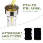 17oz Olive Oil Dispenser Bottle, 500ml Oil & Vinegar Cruet with 2 Stainless Steel Pourers, 2 Labels,1 Brush and 1 Funnel for Kitchen - Image 2
