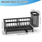 Cisily Sponge Holder for Kitchen Sink, Sink Caddy Organizer with High Brush Holder, Kitchen Countertop Organizers and Storage Essentials, Rustproof 304 Stainless Steel (Black, 9.25″)