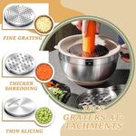 Mixing Bowls with Airtight Lids Set, 26PCS Stainless Steel Khaki Bowls with Grater Attachments, Non-Slip Bottoms & Kitchen Gadgets Set, Size 7, 4, 2.5, 2.0,1.5, 1QT, Great for Mixing & Serving - Image 4