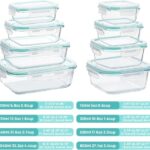 Vtopmart 8 Pack Glass Food Storage Containers with Airtight Lids, Glass Meal Prep Containers, Lunch Office Meal for Microwave, Oven, Freezer and Dishwasher, BPA Free