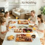 Astercook Deep-Carbonized Bamboo Cutting Boards for Kitchen with Wood Storage Stand, Reversible Charcuterie & Chopping Boards with Juice Grooves and Easy-Grip Handles, Knife-Friendly, Kitchen Gift - Image 6