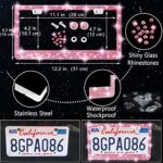 NBTEPEM 27-Piece Bling Car Accessories Set - Universal Fit Steering Wheel Covers, License Plate Frames, Phone Holder, Car Fast Charger, Coasters (Pink) - Image 4