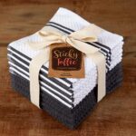 Sticky Toffee Cotton Dishcloths Set of 8 – Gray and White Kitchen Towels 12x12 in, Reusable and Absorbent Tea Towels for Cleaning or Drying, Oeko-Tex Cotton - Image 4