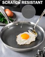 Cooks Standard Hybrid Nonstick Frying Pan, 12-Inch Skillet, Multi-Ply Clad Stainless Steel Fry Pan with Tempered Glass Lids, Oven Safe, Compatible with All Stovetops - Image 4