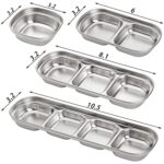SOUJOY 4 Pcs Stainless Steel Sauce Dish, Divided Seasoning Sauces Dip Bowl, 1/2/3/4 Compartment Korean Ketchup Sauce Bowl, Vinegar Soy Spice Condiment Tray for Home Restaurant - Image 2