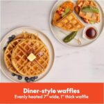 bella Flip-n-Store Waffle Maker with EverGood™ Ceramic Nonstick Coating, Fits-anywhere™ Kitchenware, Power Indicator Light, Cool Touch Handle & Cord Wrap, 7” Wide & 1" Deep Plates, 1000 Watt, Seaglass - Image 3