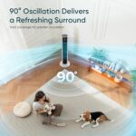 LEVOIT Tower Fan for Bedroom, Standing Fan with 28dB Quiet for Sleep, Remoter, 12H Timer, 25ft/s Velocity, 5 Speeds, 4 Modes, 90° Oscillation for Home, Office, Indoor, Bladeless 36 inch, White - Image 4