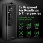 Airmoto Tire Inflator Portable Air Compressor - Air Pump for Car Tires with Digital Pressure Gauge, LED Light and Auto Shut-Off Function - Cordless Pump for Car, Motorcycle, Bicycle, Ball - Image 5