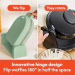 bella Flip-n-Store Waffle Maker with EverGood™ Ceramic Nonstick Coating, Fits-anywhere™ Kitchenware, Power Indicator Light, Cool Touch Handle & Cord Wrap, 7” Wide & 1" Deep Plates, 1000 Watt, Seaglass - Image 6