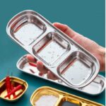 SOUJOY 4 Pcs Stainless Steel Sauce Dish, Divided Seasoning Sauces Dip Bowl, 1/2/3/4 Compartment Korean Ketchup Sauce Bowl, Vinegar Soy Spice Condiment Tray for Home Restaurant - Image 3
