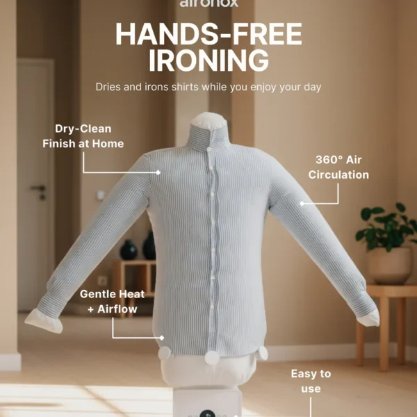 Automatic Ironing Machine✔ Automatically dries and smooths clothing ✔ Hands-free setup, just place your item and let it run ✔ Works on shirts, pants, dresses, and more ✔ Gentle airflow for easy everyday fabric care ✔ No ironing board needed, less effort day to day